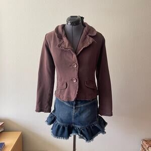 Y2K brown blazer vintage 2000s distressed jacket downtown girl | Size S/M